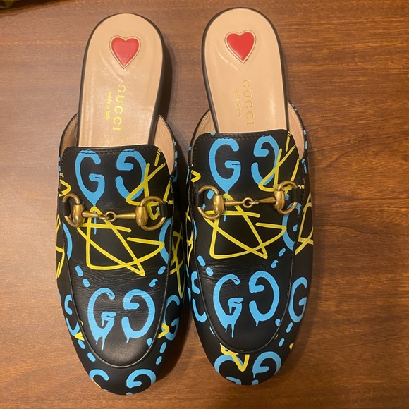 Gucci Princetown Graffiti Mules